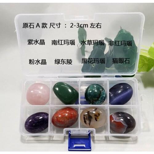 8 types Natural crystal and Gemstone Stone Quartz Rock Mineral specimen box Healing Reiki home decor Rough ornaments