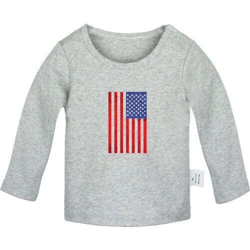 American Flag vintage USA flag American Patriotism Design Newborn Baby T-shirts Toddler Graphic Solid color Long sleeve Tee Tops