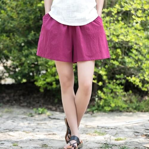 Aransue Summer Shorts Female Comfortable Cotton Linen Short Pants Wide Leg Pantalon Corto Mujer Casual ,BXF-020