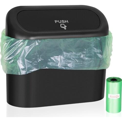 Wontolf Car Trash Can Bin Small Mini Car Garbage Can Dustbin w/ 30pcs Car Trash Bags Organizer Container for Car Office Home