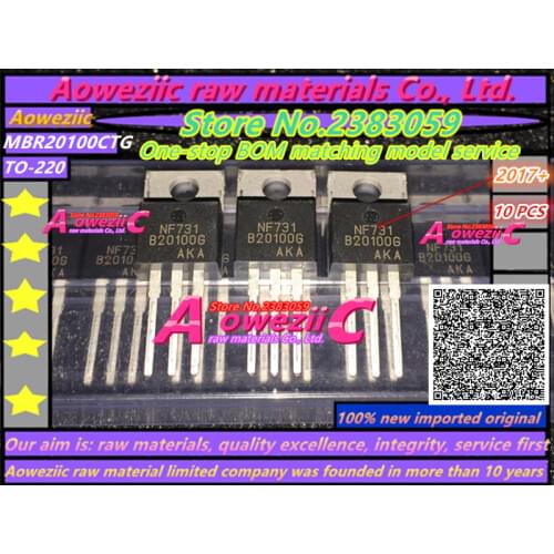 Aoweziic 2017+ 100% new original MBR20100CTG MBR20100 B20100G TO-220 Schottky barrier diode 20A 100V