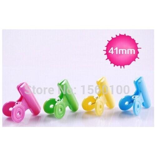 Free Shipping (5pcs/set) 41mm multicolour plastic circle clip spring paper clip novelty stationery office binding supply