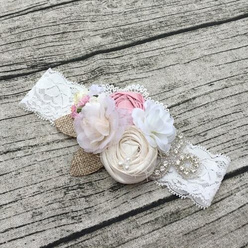Free Shipping Dupioni Silk Flower Girl Headband Kids Hair Accessories Photo Prop