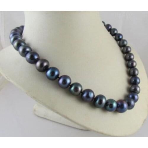 Free shopping! VERY PRETTY TAHITIAN NATURAL 9-10MM BLACK PEARL NECKLACE 18"