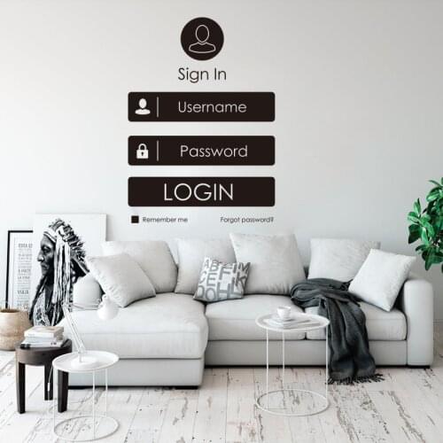 Large Login Form Game Wall Sticker Office Game Room Login Funny Wall Decal Kids Room Playroom Vinyl Home Decor