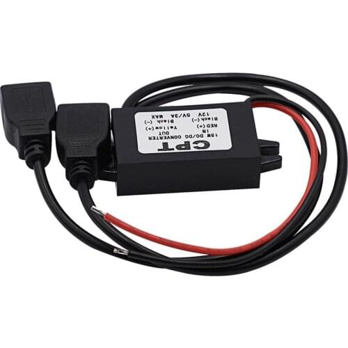 DC-DC Converter Module 12V to 5V 3A 15W Double USB Step Down Power Output Adapter Car Potting Waterproof Power Supply Module