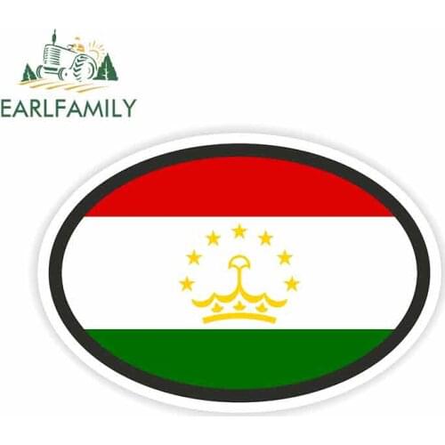 EARLFAMILY 13cm x 8.8cm For Tajikistan Flag Oval Novelty Decal Repair Sticker Vintage Drag Racing Decal Occlusion Scratch