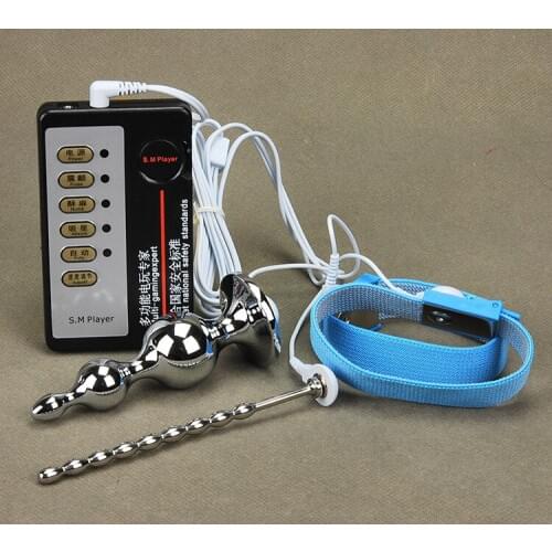 Electro Shock Penis Ring Electric Stainless Steel Anal Plug & Catheter Electrical Stimulation Penis Rings /Plug Sex Toys For Men