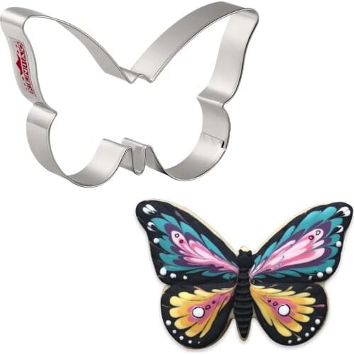 KENIAO Butterfly Cookie Cutter For Spring Mothers Day Party - 7.5 x 11.4 CM - Biscuit Fondant Cutter - Stainless Steel