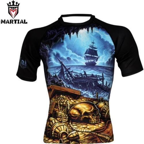 Martial : 2020New Arrival the Exploration rash guard mma men compression jersey tights t shirt bodybuilding sports wear for men