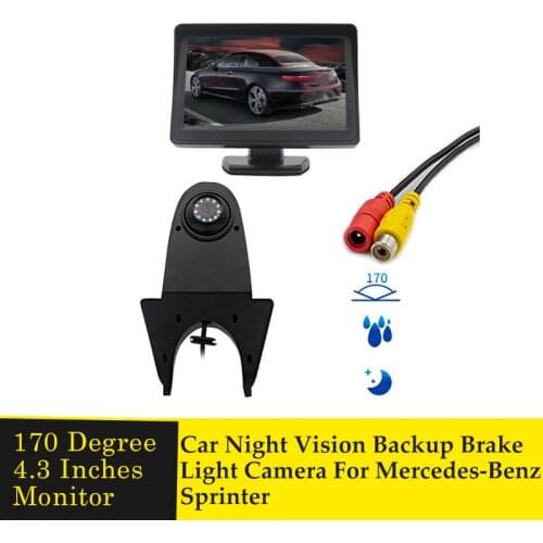 IP68 Waterproof 2 In 1 CCD HD 170 Degree Auto Car Reverse Backup Rear View Camera with 4.3" Monitor For Mercedes-Benz Sprinter