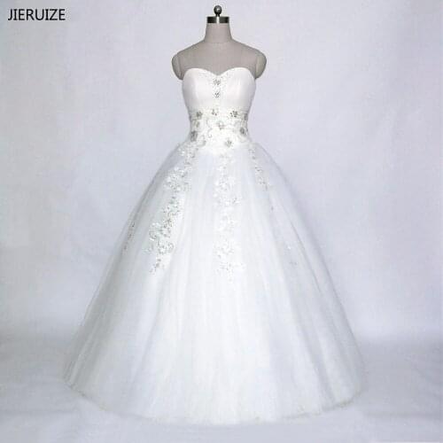 JIERUIZE robe de mariee White Shinny Lace Appliques Cheap Wedding Dresses Sweetheart Lace up Back Wedding Gown vestidos de noiva