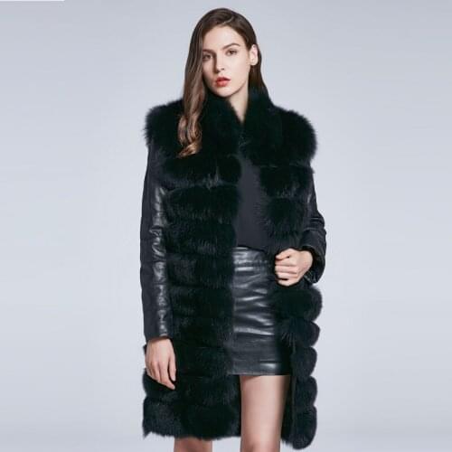JKP 2020 New Real Fox Fur Coat With Removable Sleeves with Removable bottom 90 CM Long Fox Fur Coat Women Detachable HYR-90C