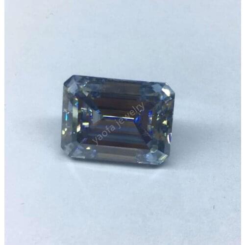 6A Quality Real Primary Color Blue Moissanites Stone Baguette Emerald Step Cut Loose Synthetic Diamond For Test Positive Beads
