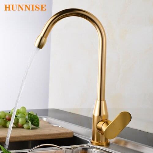 Spacce Aluminum Kitchen Water Faucet Deck Mounted Kitchen Sink Faucet Single Hole Kitchen Sink-mixer Tap Gold Kitchen Faucet