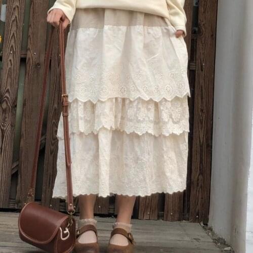 Lamtrip Unique 2021 New Forest Romantic Lace Layers Skirt Saia Kawaii Japanese Girl