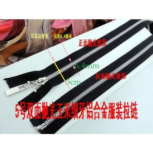 Metal zipper black silver size5# open end 65/85/100cm 2pcs polishing Total Width3cm for garment shoes bags coat clothing jacket