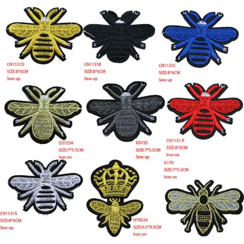 Cute and Clever Bee Cartoon icon Iron on Patches for Clothing DIY Stripes Clothes Patchwork Stickers Custom Badges