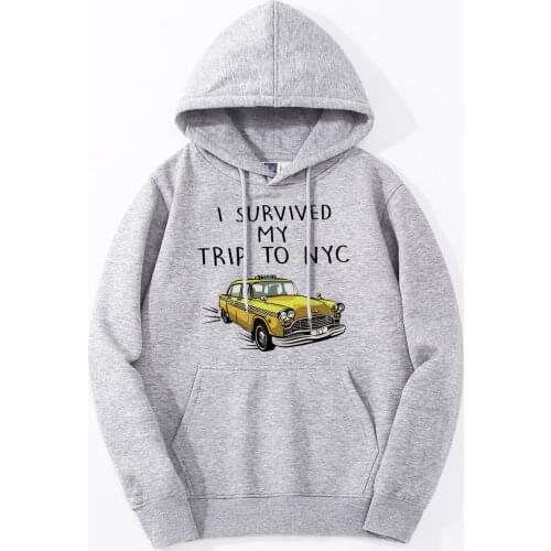 Mens Hoodies 2019 New Fashion I Survived My Trip To NYC Print Jackets Autumn Winter Casual Cool Hoody Fashion Hooded Sweatshirt
