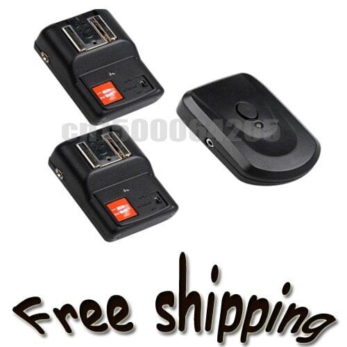 PT-04GY Channel Wireless Remote Flash Trigger Set for Canon for Nikon for Sigma with 1 Transmitter +3 Receivers +1 Sync Cord
