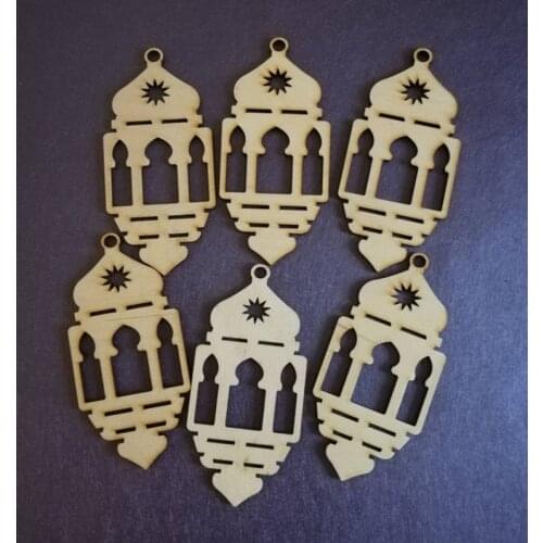 Set of20pcs Unpainted wood laser cut ramadan lamp eid decoration ramadan wall hanger 13*6cm
