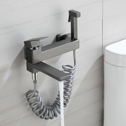 Wall Mounted Bathroom Bathtub Faucet set Gun Gray Brush Gold Foldable Square Shower Faucet Set