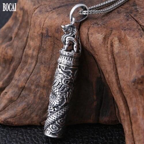 Real S990 pure silver mighty flying dragon necklace pendant fashionable men and women style Thai silver retro Pendant for man