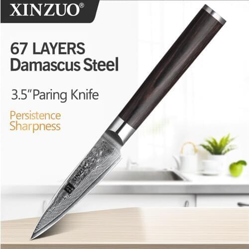 XINZUO 3.5 inches Paring Knife 67 Layers Damascus Steel Kitchen Knife Knife Stainless Steel Fruit Peeling Knivese Table Cutter