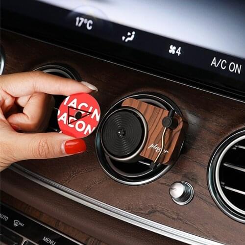 Car Air Freshener Turntable Phonograph Car Fragrance Aroma Perfume Diffuser with 3pcs Replace Aromatherapy Tablets