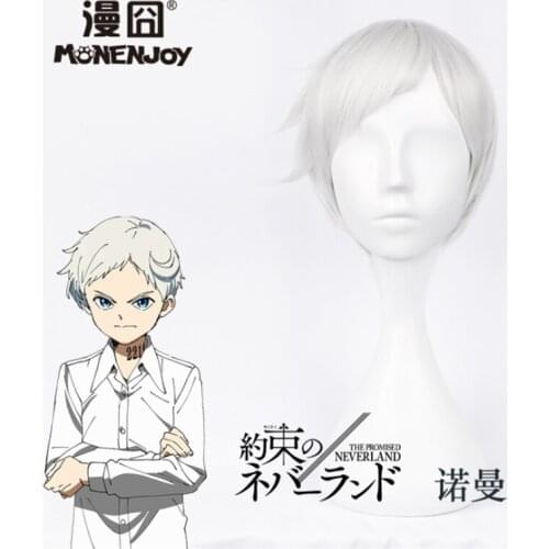 Norman Wig White Gray Hair Wig Anime The Promised Neverland Cosplay Hair Synthetic Cosplay Wig 25cm