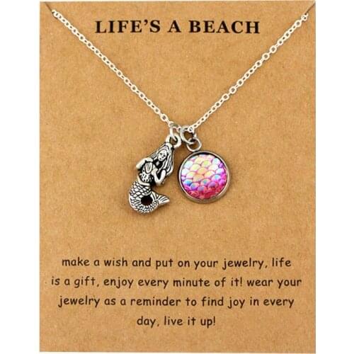 Beach Jewelry Fish Scale Seahorse Sand Dollar Starfish Seashells Octopus Whale Tale Wave Turtle Mermaids Necklaces for Women