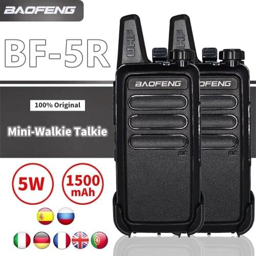 2pcs Baofeng BF-R5 UHF 400-470MHz Mini Walkie Talkie Handheld Two Way Ham CB Radio USB Charge Transceiver Professional Hunting