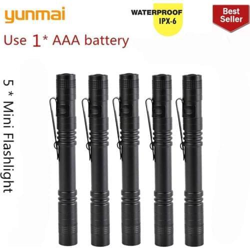 5 pcs new 2000LM Mini portable Small penholder Led Flashlight Night Walking lighting Car Maintenance work Torch Aluminum alloy