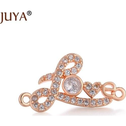 Supplies For Jewelry Love Heart Charm Connectors For Jewelry Making Copper Micro Pave Zircon Jewelry Findings Accessories diy
