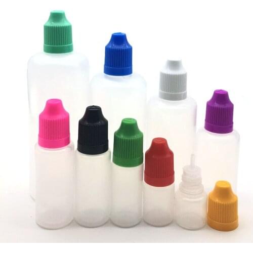 30pcs Empty PE Dropper Bottle 3/5/10/15/20/30/50/60/100/120ml E Liquid Bottles Eye Dropper Refillable Soft Vial Childproof Cap