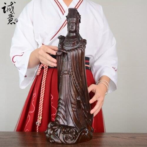 Rare -50CM HOME efficacious Talisman Protection Mazu Goddess Matsu Goddess of the Sea Hand engraving Sandalwood art statue