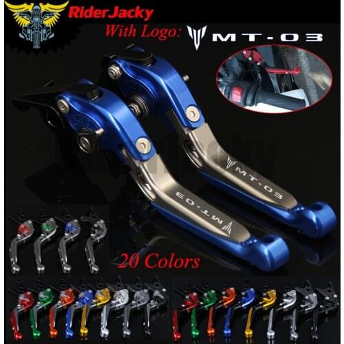 RiderJacky LOGO "MT-03" Motorcycle CNC Brake Clutch Levers For Yamaha MT-03 MT03 MT 03 2015-2018 Adjustable Extendable Foldable