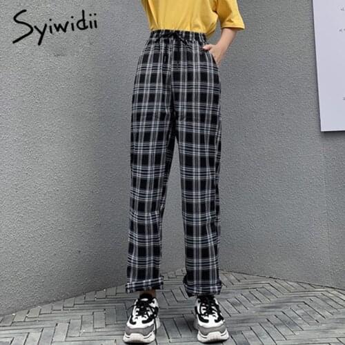 Syiwidii Women's Plaid Trousers