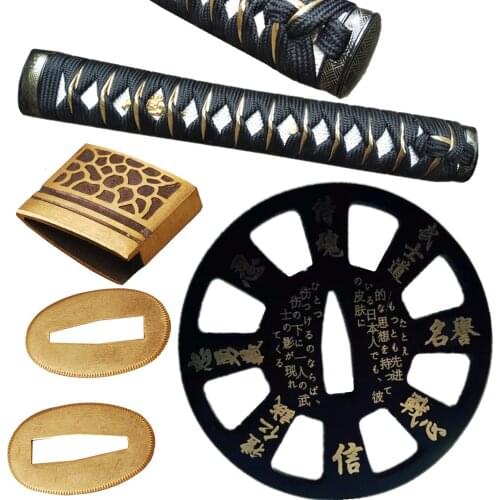 High Quality Japanese Wakizashi Sword Samurai Katana Handmade Set Accessory Handle Tsuka/Tsuba/Habaki/Seppa