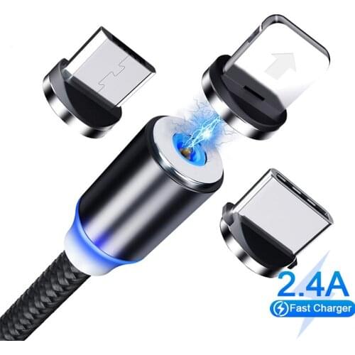 Magnetic charge Cable For iPhone Samsung Android Fast Charging Magnet Charger Micro USB Type C Cable Mobile Phone Cord Wire