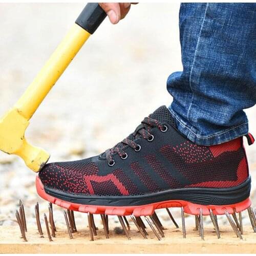 Safety Shoes Cap Steel Toe Safety Shoe Boots For Man Work Shoes Men Breathable Mesh Size 12 Footwear Wear-resistant GXZ020