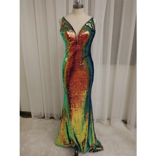 ONLYMINSHE Sequins Sexy Backless Mermaid Dress Long Prom Dress