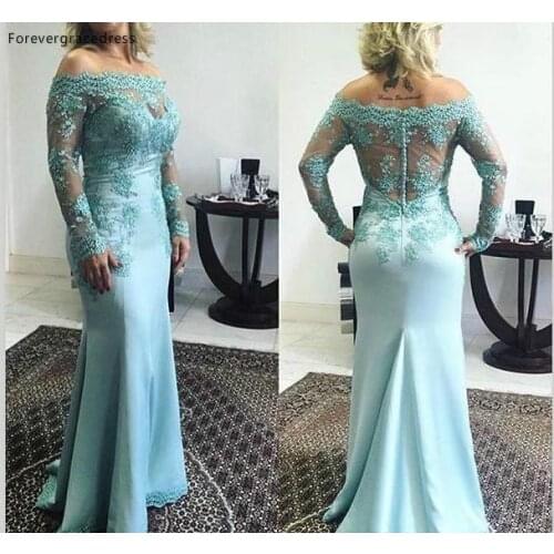 Vintage Off Shoulder Long Sleeve Mother of the Bride Dresses Formal Women Wear Evening Wedding Party Guests Dress