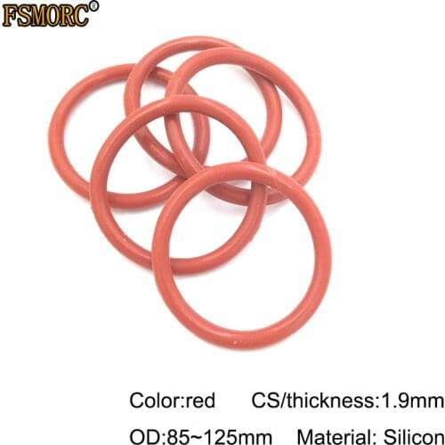 1.9mm Thickness white and red silicon o-rings OD 85 88 90 92 95 100 105 108 110 115 120 125mm Food Grade Seals gasket no poison
