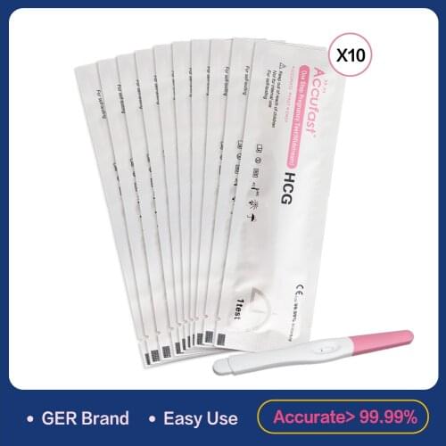 ACCUFAST 10Pcs HCG Pregnancy Test Pen Over 99% Accuracy Urine Test Stick Early Fast Household Pregnancy Test Midstream For Self