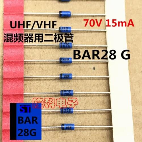 100% New and original 10PCS BAR28B2GIT import detector diode DO-35 mixer UHF blue ST originally installed in place of 1N5711