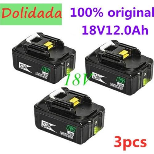 18V12Ah Rechargeable Battery 12000mah Li-Ion Battery Replacement Power Battery for MAKITA BL1880 BL1860 BL1830+3A Charger
