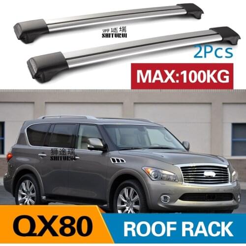 2Pcs Roof bars For infinitit QX80 2013+ 2015Aluminum Alloy Side Bars Cross Rails Roof Rack Luggage CUV SUV LED
