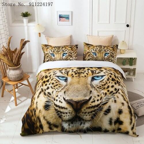 3D Leopard Printing Duvet Cover Fashion Bedclothes 3D Animal Bedding Set 2/3Piece US/AU/EU Bed Linen Sheet For Children Boys