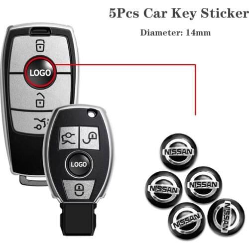 5Pcs 14mm Car Styling Key Remote Logo Stickers For Nissan Juke Almera X-trail Versa Sentra Rogue Murano Sylphy Leaf Teana GTR NX